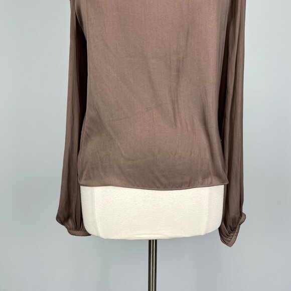 Evereve Allison Joy Womens Piper One Shoulder Blouse Mocha Brown Satin size M - Picture 5 of 14